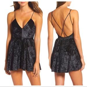 SAM EDELMAN Black Sexy Crushed Velvet Romper